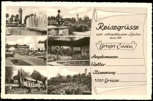 Essen (Ruhr) Mehrbildkarte "schreibfaule Leute"; diverse Ortsansichten 1956