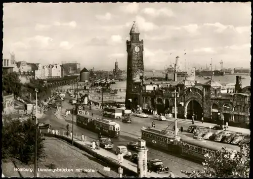 St. Pauli-Hamburg Landungsbrücken Blick zum Hamburger Hafen 1959