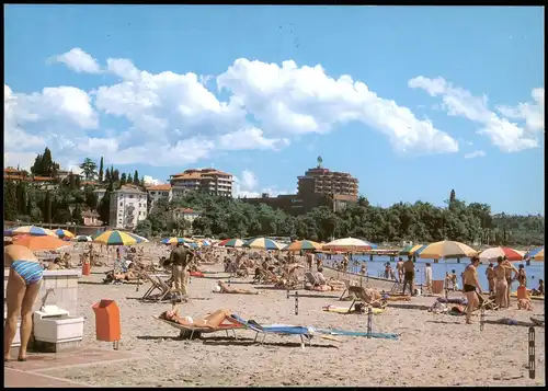 Postcard Portoroz Strand Beach 1989