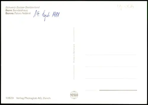 Bern (Schweiz) Berne Mehrbildkarte Berne Palais fédéral Bundeshaus 1981