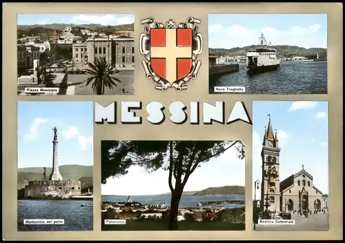 Cartoline Messina Mehrbildkarte mit 5 Ortsansichten 1970