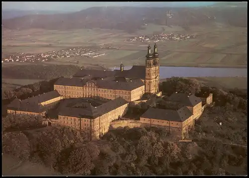 Bad Staffelstein Kloster Banz vom Flugzeug aus, Luftaufnahme 1980
