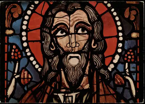 Kunst & Religion Prophetenkopf aus Lyon Glasfenster um 1225 1970