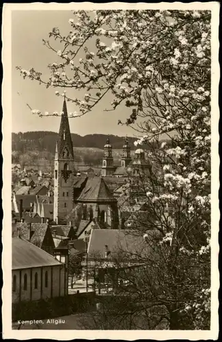 Ansichtskarte Kempten Allgäu Baum in Frühlingsblüte 1938  gel. Bahnpoststempel