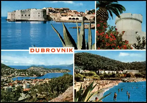 Postcard Ragusa Dubrovnik Mehrbildkarte mit 4 Foto-Ansichten 1980