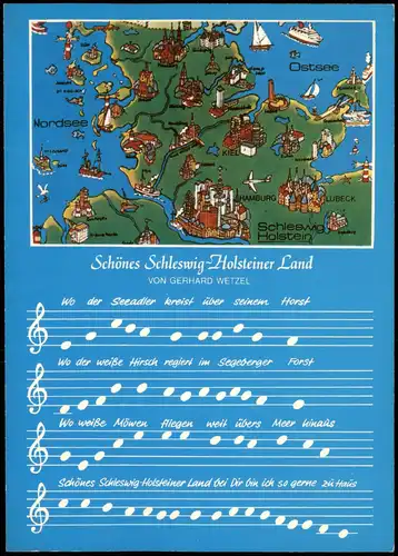 Schleswig Holstein Lied-AK Schönes Schleswig-Holstein  GERHARD WETZEL 1970