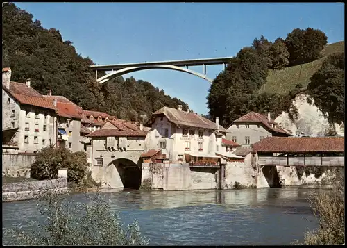 Freiburg im Üechtland   pont du Gotteron et pont de Berne (pont couvert) 1990
