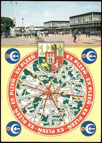 Postcard Pilsen Plzeň Ausstellung, Stadtplan 1978