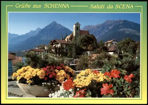 Cartoline Schenna Schönna Scena Blick auf die Stadt 1993