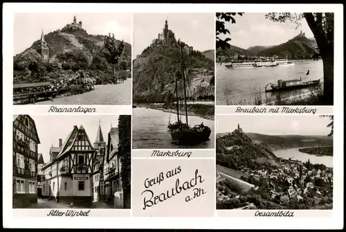 Ansichtskarte Braubach Mehrbild 1954  gel. Schiffsbordstempel