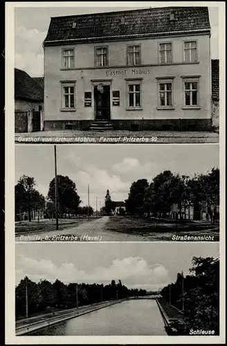 Ansichtskarte Bahnitz-Milower Land Gasthof, Straße b. Pritzerbe 1936