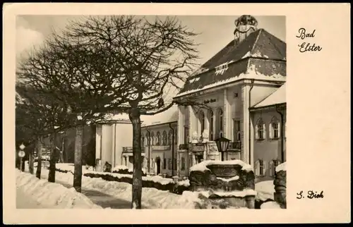 Ansichtskarte Bad Elster Badehaus im Winter - Fotokarte 1955