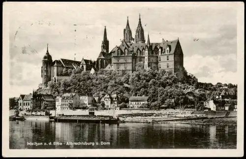 Ansichtskarte Meißen Schloss Albrechtsburg, Schleppschiff 1958