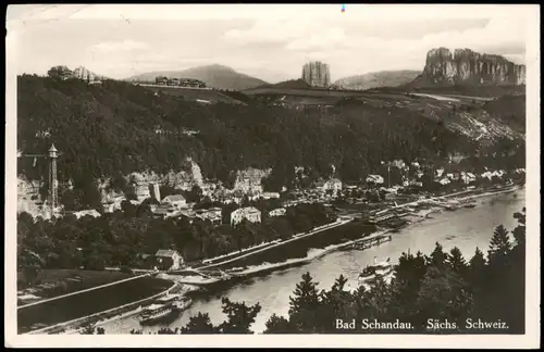 Ansichtskarte Bad Schandau Panorama-Ansicht entlang der Elbe 1931