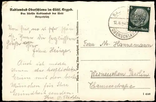 Ansichtskarte Oberschlema-Bad Schlema Panorama-Ansicht 1940
