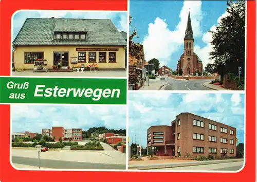 Ansichtskarte Esterwegen Mehrbild-AK ua. kleines Geschäft, Kirche uvm. 1975