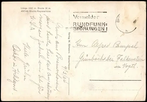 Schnelldampfer „Europa" des Nordd. Lloyd Schiffe Dampfer Steamer 1934