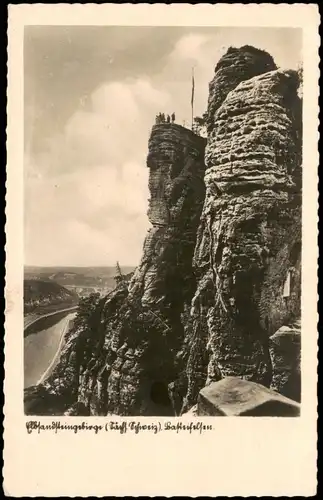 Ansichtskarte Rathen Basteifelsen (Sächsische Schweiz), Elbe Panorama 1942