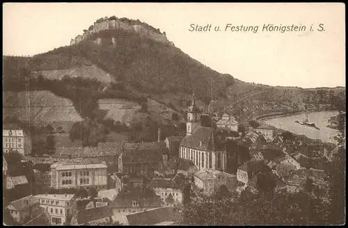 Ansichtskarte Königstein (Sächsische Schweiz) Festung Königstein 1919