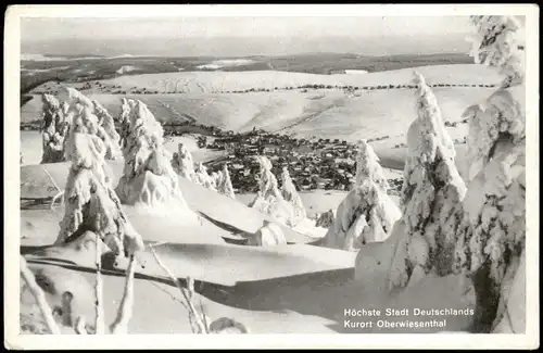 Ansichtskarte Oberwiesenthal Blick auf die Stadt im Winter 1956