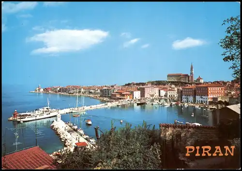 Postcard Piran Pirano Panorama-Ansicht 1980
