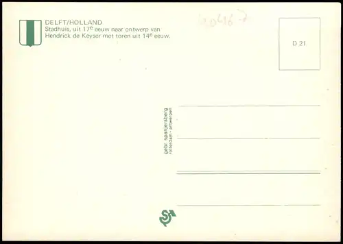Postkaart Delft Delft Stadhuis (Rathaus) 1980