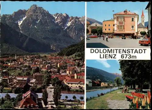 Lienz Mehrbildkarte Ortsansichten Johannesplatz Iselpromenade 1980
