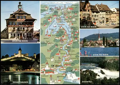 .Schweiz Mehrbild-AK Stein am Rhein, Schaffhausen, Rheinfall 1990