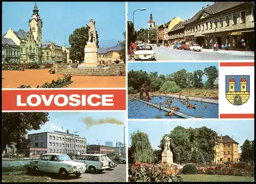 Postcard Lobositz Lovosice Mehrbildkarte mit 5 Ortsansichten 1980