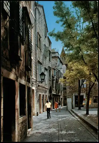 Postcard Trau Trogir Ortsansicht, Strassen Ansicht 1980
