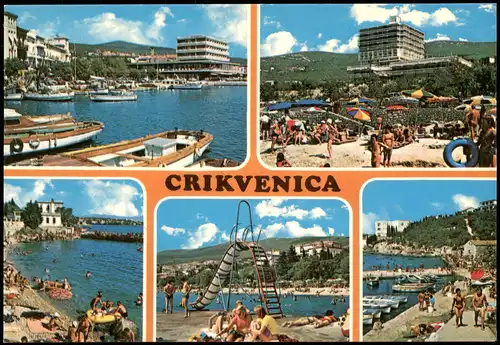Postcard Crikvenica Cirquenizza Mehrbildkarte mit 5 Ortsansichten 1980