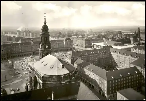 Altstadt Dresden Blick vom Rathaus über den Altmarkt zum Fernheizkraftwerk 1973