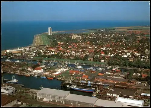 Ansichtskarte Büsum Luftbild Strand, Hotels, Hafen 1991