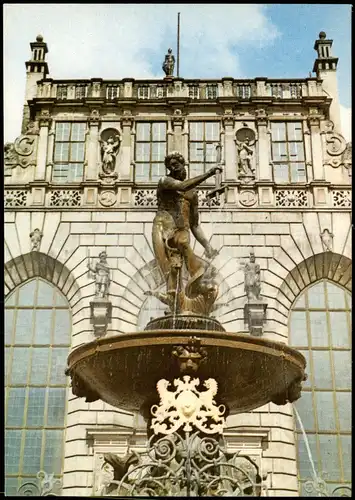 Postcard Danzig Gdańsk/Gduńsk Fontanna Neptuna Neptun Brunnen 1971