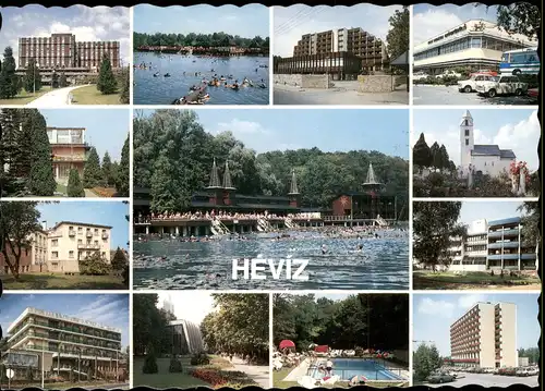 Postcard Hévíz Mehrbildkarte mit diversen Ortsansichten 1990