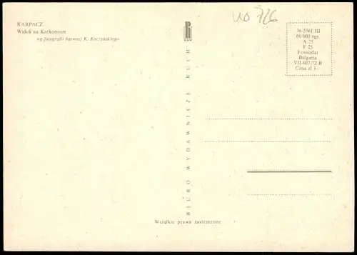 Postcard Krummhübel Karpacz KARPACZ Widok na Karkonosze 1972