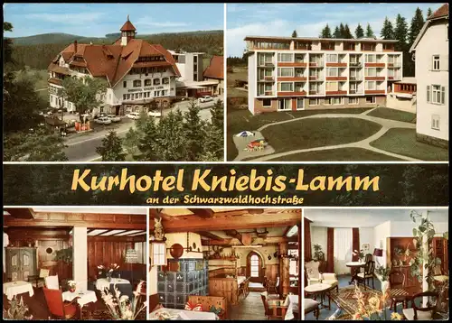 Ansichtskarte Kniebis-Freudenstadt Kurhotel Lamm mit Innenansichten 1973