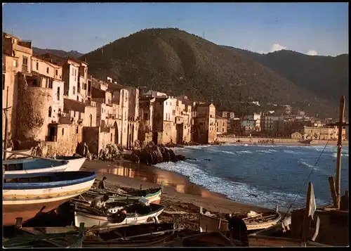 Cartoline Cefalù La marina al tramonto Küste bei Sonnenuntergang 1980