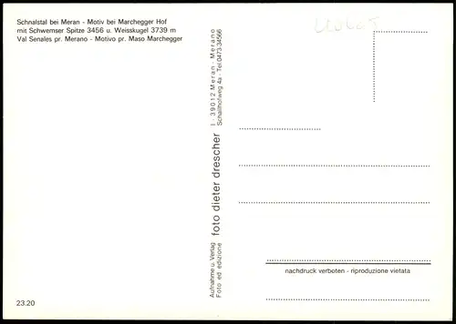 Cartoline Meran Merano Schnalstal Motiv bei Marchegger Hof 1990