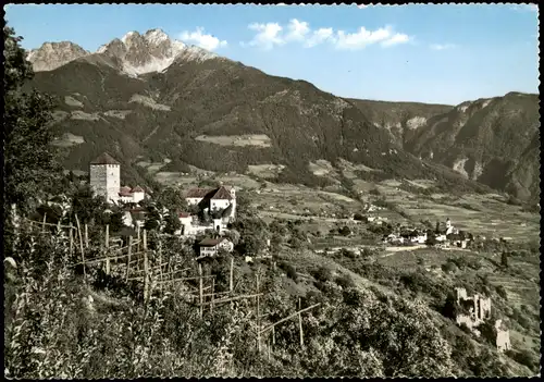 Cartoline Meran Merano Panorama-Ansicht Castelli Tirolo e Fontana 1960