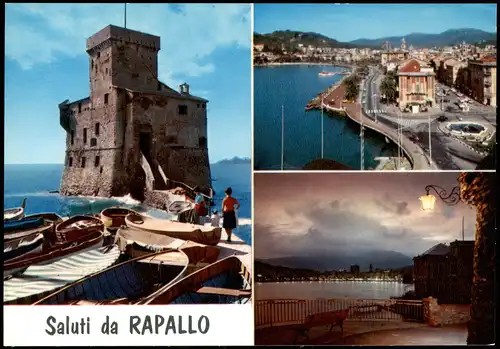 Cartoline Rapallo Saluti da RAPALLO Mehrbild-AK 3 Ortsansichten 1980