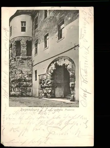 Ansichtskarte Regensburg Porta Pretoria 1901   Landshut (Ankunftsstempel)