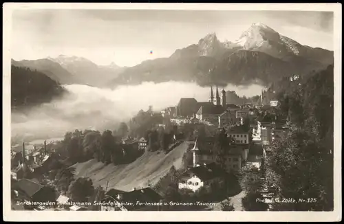 Berchtesgaden Panorama-Ansicht Blick zu den Bergen u.a. Watzmann 1928