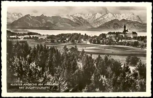 Ansichtskarte Andechs KLOSTER ANDECHS AM AMMERSIE MIT ZUGSPITZGRUPPE 1940