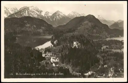 Hohenschwangau-Schwangau Panorama mit Alpen von der Jugend aus gesehen 1936