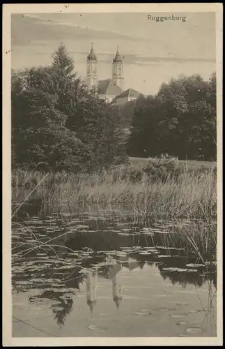 Ansichtskarte Roggenburg (LK Neu-Ulm) Kloster und Teich 1916