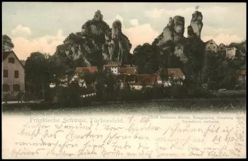 Ansichtskarte Tüchersfeld-Pottenstein Stadtpartie 1902  gel. div. Stempel