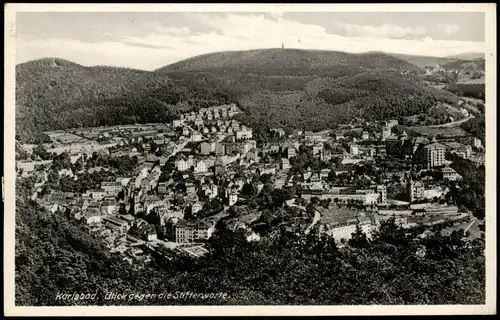 Postcard Karlsbad Karlovy Vary Blick gegen die Stifterwarte. 1936