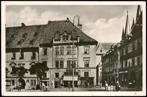 Postcard Eger Cheb Wallensteinhaus, Straße 1939