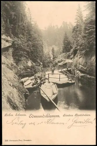 Postcard Jonsdorf (CZ) Janov Edmundsklamm - Bootsstation 1907